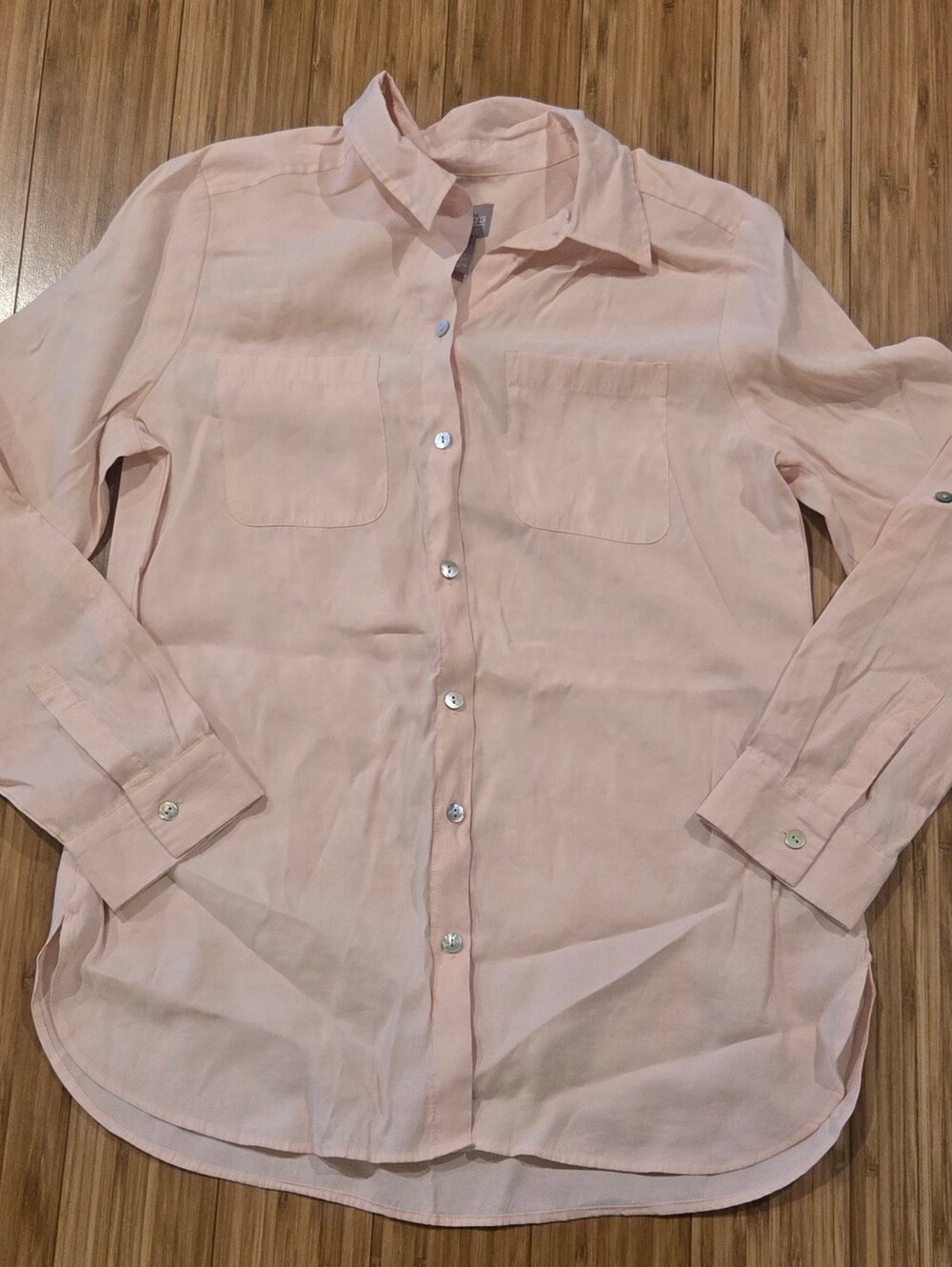 Chicos Light Pink Silky Button-Up Shirt